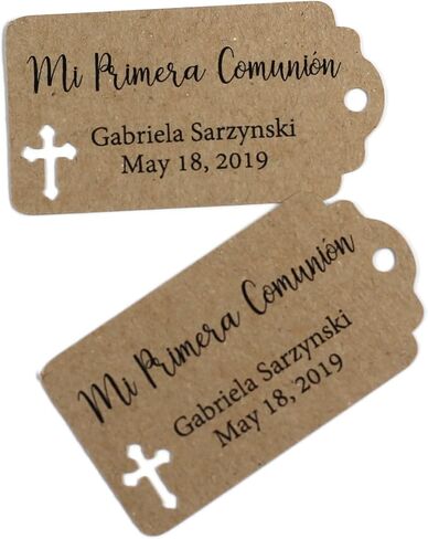 علامات Mi Primera Communion - علامات هدايا كاثوليكية مخصصة (مجموعة من 20 قطعة) (ذهبي عتيق) in Kuwait