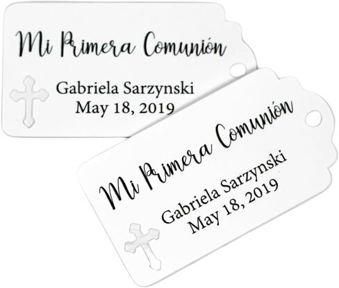 علامات Mi Primera Communion - علامات هدايا كاثوليكية مخصصة (مجموعة من 20 قطعة) (ذهبي عتيق) in Kuwait