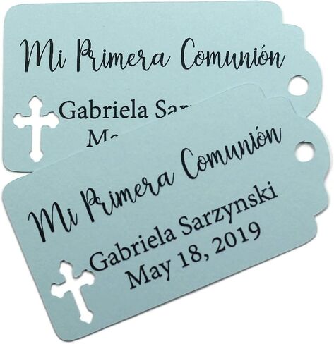 علامات Mi Primera Communion - علامات هدايا كاثوليكية مخصصة (مجموعة من 20 قطعة) (ذهبي عتيق) in Kuwait