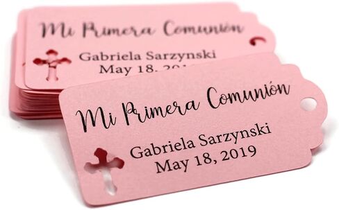 علامات Mi Primera Communion - علامات هدايا كاثوليكية مخصصة (مجموعة من 20 قطعة) (ذهبي عتيق) in Kuwait