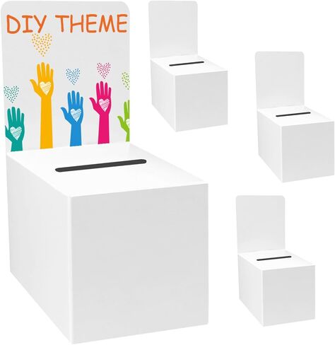 4 Pcs Raffle Ticket Boxes with Removable Header, Raffle Suggestion Ballot Voting Donation Box with Slot for Fundraising Collecting Card in Kuwait
