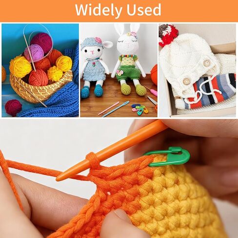 300pcs Stitch Markers with 6 Large Eye Blunt Needles, Crochet Stitch Markers,Colorful Plastic Knitting Stitch Markers,Crochet Locking Clips with Storage Box for Weaving DIY Crafts（Mix Color） in Kuwait