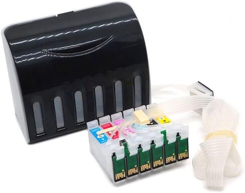 نظام 6 ألوان 85 T0851 T0856 CISS مع شريحة إعادة الضبط التلقائي المتوافقة مع طابعة Stylus Photo 1390 in Kuwait
