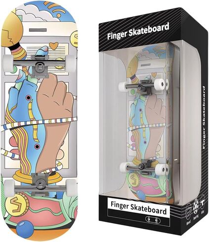 FunXylophy Mini Finger Skateboard, Wooden Professional Finger Boards Set Creative Fingertips Movement, Mini Skateboard Starter Kit Finger Sports Party Gifts (H13) in Saudi Arabia