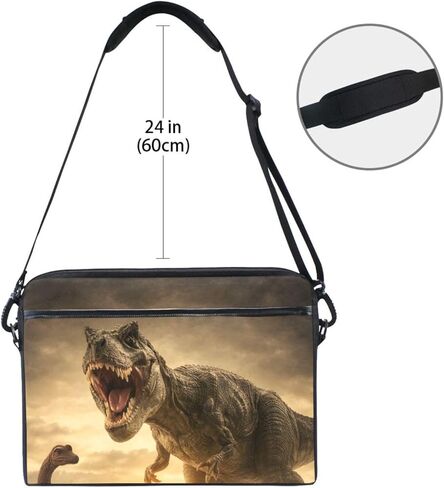 حقيبة كمبيوتر محمول Tyrannosaurus Dinosaur T-Rex حقيبة محمولة/حقيبة ماسنجر قابلة للتحويل مع جيب حزام لجهاز MacBook Air/Pro Surface Dell ASUS hp Lenovo 15-15.4 بوصة in Saudi Arabia