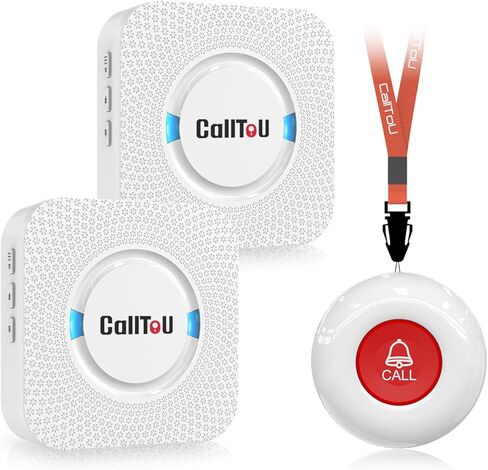 CallToU Caregiver Pager Wireless Call Button Nurse Alert System 500+ Feet for Home/Elderly/Patient/Disabled 06WS (2 Receiver 1 Round Button (3 Piece)) in Kuwait
