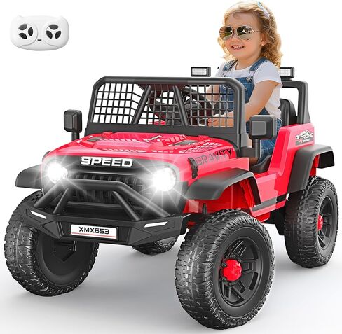 Hikole 24V Electric Car for Kids Ages 4-8 w/Parent Remote, Battery Powered Truck Toys for Toddler Boys Girls, Spring Suspension, Safety Belt, Music Player, 3 Speeds, Bright LED Light, Pink in Kuwait