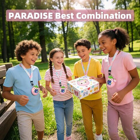 OAJ كارتون الفراولة الحبل وحافظة من السيليكون لـ Tamagotchi Paradise - غطاء واقي لطيف، حزام للحيوانات الأليفة Tamagotchi الإلكترونية in Kuwait