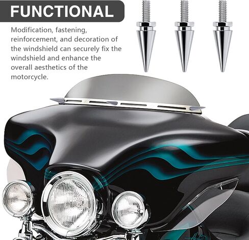 3 قطع من مسامير الزجاج الأمامي، مسامير هدية للزجاج الأمامي للدراجات النارية تناسب Har-ley Davi-dson Street Street Glide Electra Glide Ultra Classic Ultra Limited Tri-Glide 1996-2013 in Kuwait
