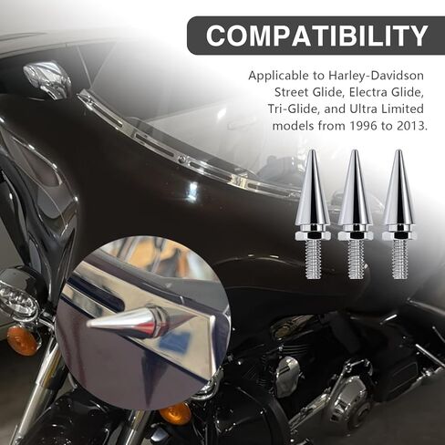 3 قطع من مسامير الزجاج الأمامي، مسامير هدية للزجاج الأمامي للدراجات النارية تناسب Har-ley Davi-dson Street Street Glide Electra Glide Ultra Classic Ultra Limited Tri-Glide 1996-2013 in Kuwait