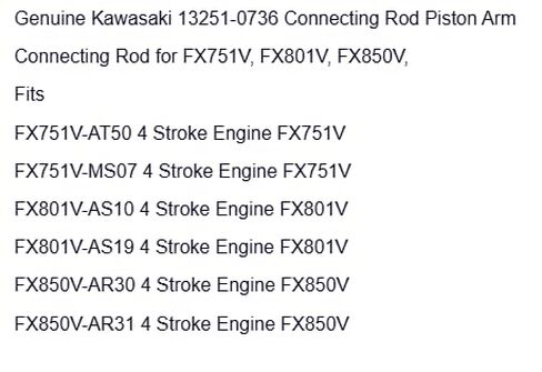 بديل لـ Kawasaki أصلي 13251-0736 ذراع مكبس قضيب التوصيل FX751V FX801V FX850V OEM in Kuwait