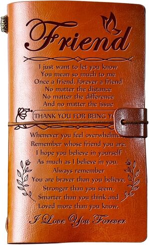 Hiipeenow Friend Gifts for Women Female, Leather Travel Journal 140 Pages Presents, Long Distance Cheer Up Christmas Valentines Day Birthday Gifts for Best Friend in Kuwait