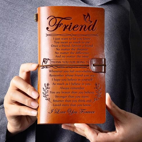 Hiipeenow Friend Gifts for Women Female, Leather Travel Journal 140 Pages Presents, Long Distance Cheer Up Christmas Valentines Day Birthday Gifts for Best Friend in Kuwait