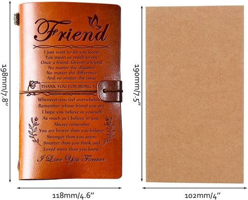 Hiipeenow Friend Gifts for Women Female, Leather Travel Journal 140 Pages Presents, Long Distance Cheer Up Christmas Valentines Day Birthday Gifts for Best Friend in Kuwait