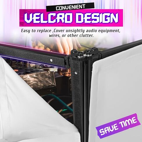 HECASA Universal DJ Booth Frame 4 Foldable Detachable Panels Light Projector Display Scrim Panel Portable Event Cover Screen w/Carry Bag Steel White & Black in Kuwait