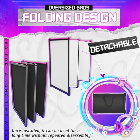 HECASA Universal DJ Booth Frame 4 Foldable Detachable Panels Light Projector Display Scrim Panel Portable Event Cover Screen w/Carry Bag Steel White & Black in Kuwait