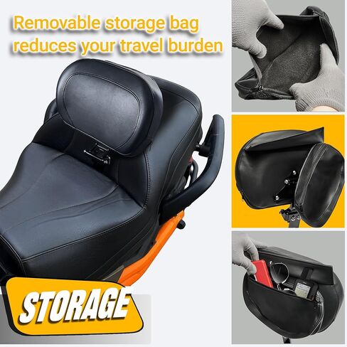 مسند ظهر للسائق لـ Can Am Spyder F3/F3-L/F3-S/F3-T 2015-2025 | طقم تثبيت مسند الظهر رايدر مع حقيبة تخزين | قابل للتعديل سريع الانفصال in Kuwait
