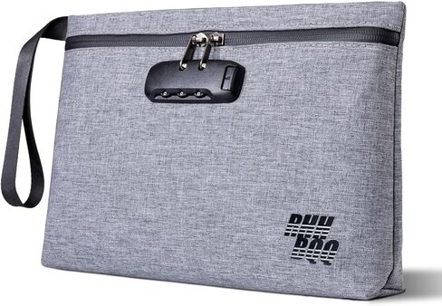 Lockable Money Bag for Cash & Documents, Waterproof Cash Storage Bag with Combination Lock, Large Security Pouch for Travel, Office, Home & Business, 12.5 x 8 in (Grey) in Kuwait