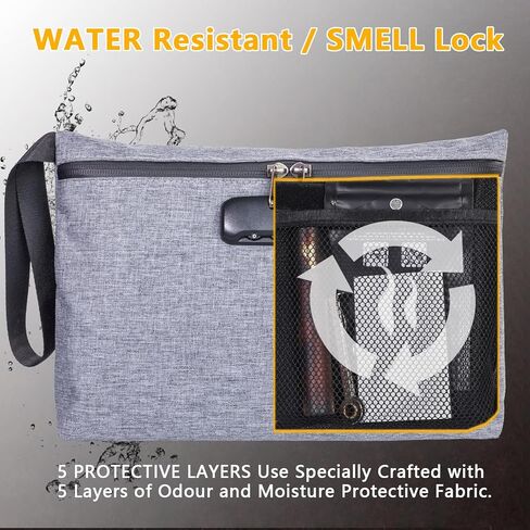 Lockable Money Bag for Cash & Documents, Waterproof Cash Storage Bag with Combination Lock, Large Security Pouch for Travel, Office, Home & Business, 12.5 x 8 in (Grey) in Kuwait