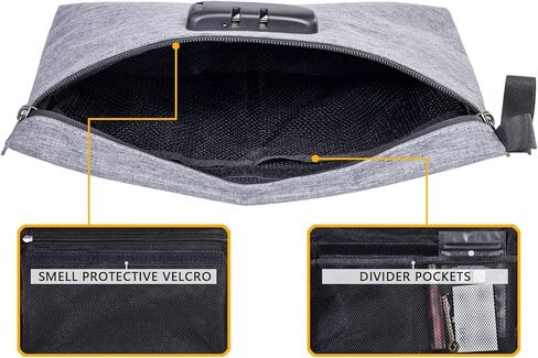 Lockable Money Bag for Cash & Documents, Waterproof Cash Storage Bag with Combination Lock, Large Security Pouch for Travel, Office, Home & Business, 12.5 x 8 in (Grey) in Kuwait