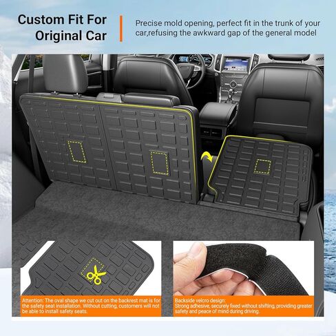 powoq Backrest Mats Compatible with 2015-2024 Ford Edge Seat Back Protector TPE Backrest Mats All Season Protection (Only Fit 5-Seater) Replacement for 2015-2024 Ford Edge Accessories (Backrest Mat) in Kuwait
