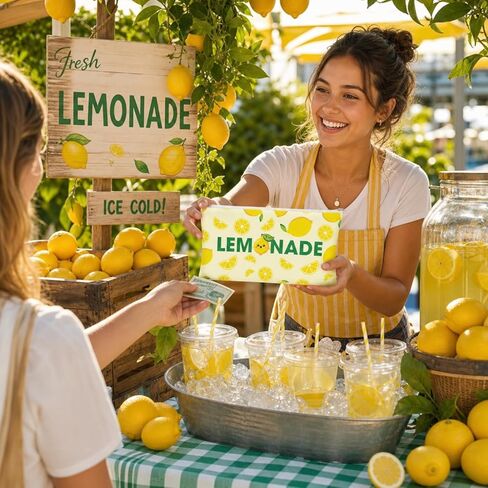 4 Pcs Lemonade Stand Money Bags with Zipper Lemonade Stand Supplies Money Pouch Bank Bag Cash Bag Check Wallet Cosmetics for Outdoor Advertising Business Store Summer Lemon Party Decor in Kuwait