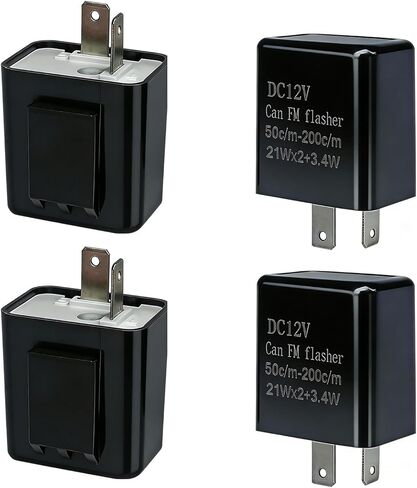4 PCS 2 Pin Flasher Relay, Adjustable Frequency Blinker Relay, Waterproof Car Turn Signal Accessories, Universa for Cars Motorcycles (Black) in Kuwait