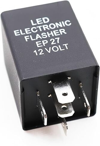 EP27 LED Flasher Relay، 5 Pin Plug & Play LED Turn Signal Relay، مؤشر إلكتروني لإصلاح المخاطر والتحذير من فرط فلاش، أداة إصلاح نظام الإضاءة العالمي (أسود) in Kuwait
