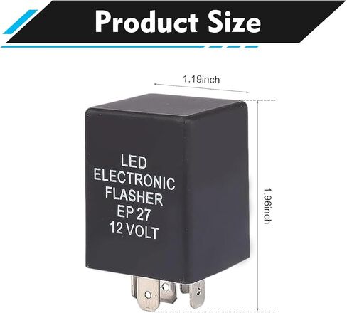 EP27 LED Flasher Relay، 5 Pin Plug & Play LED Turn Signal Relay، مؤشر إلكتروني لإصلاح المخاطر والتحذير من فرط فلاش، أداة إصلاح نظام الإضاءة العالمي (أسود) in Kuwait
