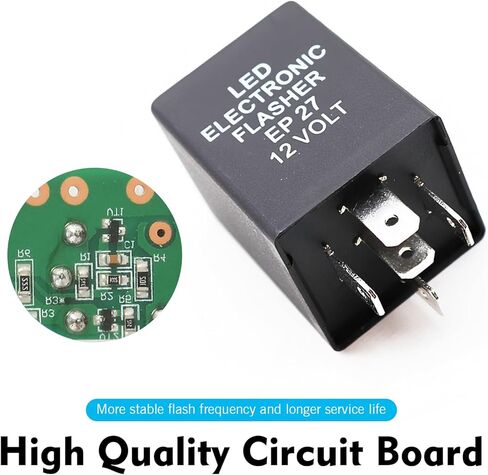 EP27 LED Flasher Relay، 5 Pin Plug & Play LED Turn Signal Relay، مؤشر إلكتروني لإصلاح المخاطر والتحذير من فرط فلاش، أداة إصلاح نظام الإضاءة العالمي (أسود) in Kuwait