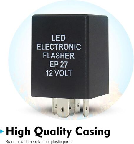 EP27 LED Flasher Relay، 5 Pin Plug & Play LED Turn Signal Relay، مؤشر إلكتروني لإصلاح المخاطر والتحذير من فرط فلاش، أداة إصلاح نظام الإضاءة العالمي (أسود) in Kuwait