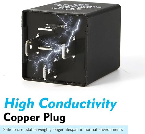EP27 LED Flasher Relay، 5 Pin Plug & Play LED Turn Signal Relay، مؤشر إلكتروني لإصلاح المخاطر والتحذير من فرط فلاش، أداة إصلاح نظام الإضاءة العالمي (أسود) in Kuwait