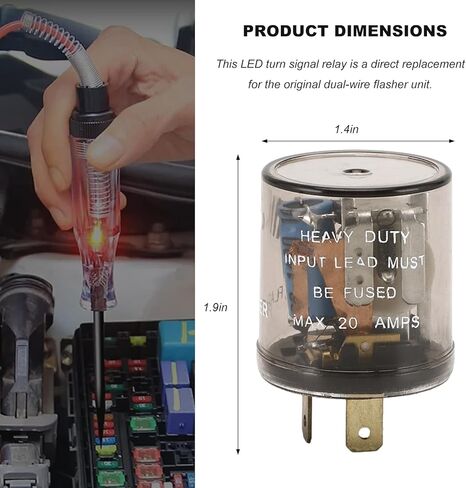 12V Flasher Relay, 2-Pin Heavy Duty Auto Turn Signal Flasher Blinker Relay, Two Prong Round Relays Fixing Halogen Bulb Frequent Flicker in Car Motorcycle Scooter Bike in Kuwait