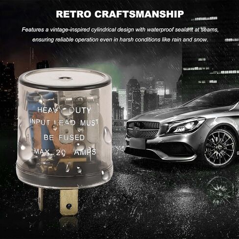 12V Flasher Relay, 2-Pin Heavy Duty Auto Turn Signal Flasher Blinker Relay, Two Prong Round Relays Fixing Halogen Bulb Frequent Flicker in Car Motorcycle Scooter Bike in Kuwait