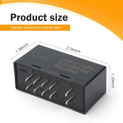 مرحل إشارة الانعطاف LED للسيارة، LM487 12 فولت DC تثبيت Hyper Flash Flasher، التوصيل والتشغيل البديل OEM # 10383321 15231201، متوافق مع Chevy GMC Hummer Escalade (أسود) in Kuwait