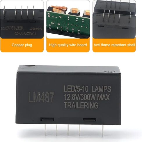 مرحل إشارة الانعطاف LED للسيارة، LM487 12 فولت DC تثبيت Hyper Flash Flasher، التوصيل والتشغيل البديل OEM # 10383321 15231201، متوافق مع Chevy GMC Hummer Escalade (أسود) in Kuwait