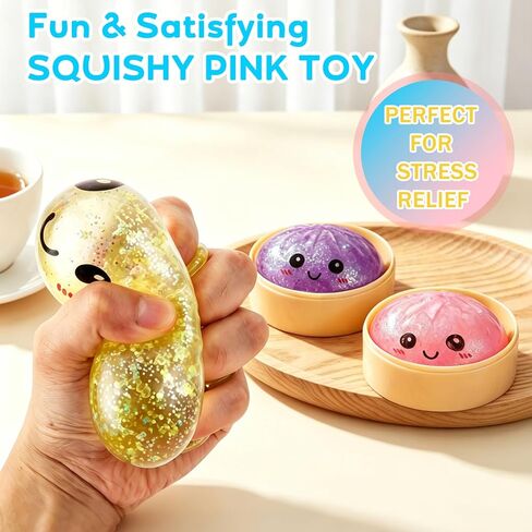 4PCS Dumpling Squeeze Toy, Dumplings Squishy Flashing Dumpling Squishies Stress Ball，Dumplings Squeeze Stress Anxiety Relief for Kids & Adults in Kuwait