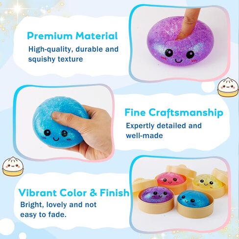 4PCS Dumpling Squeeze Toy, Dumplings Squishy Flashing Dumpling Squishies Stress Ball，Dumplings Squeeze Stress Anxiety Relief for Kids & Adults in Kuwait
