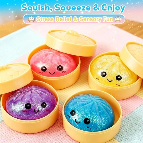 4PCS Dumpling Squeeze Toy, Dumplings Squishy Flashing Dumpling Squishies Stress Ball，Dumplings Squeeze Stress Anxiety Relief for Kids & Adults in Kuwait