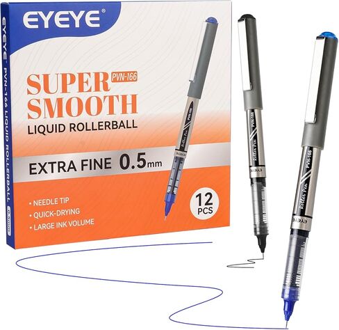 EYEYE 0.5 مم أقلام كرة دوارة رأس إبرة، 12 حزمة 3 ألوان إضافية دقيقة نقطة قلم كرة دوارة سريع الجفاف، أقلام حبر سائل نقطة دقيقة قلم كتابة ناعم لليوميات، تدوين الملاحظات، المكتب، اللوازم المدرسية in Kuwait