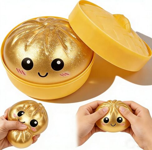 Glitter Dumpling, Glitter Dumpling Squishy Box, Dumplings Squishy, Anxiety Relief Fidget, Soft Squeeze Decompression Dough (White) in Kuwait