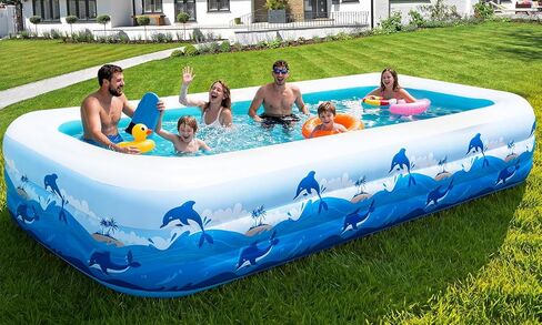 165"x76"x22" Inflatable Pool with Electric Pump, Large Blow Up Family Swimming Pool for Adults & Kids, Thickened Heavy Duty Backyard Water Party Pool in Kuwait