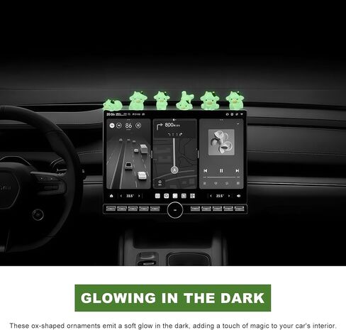Sun Walker 6PCS Cute Luminous Cow Car Dashboard Decor Set, Adorable Cow Figurines Auto Rearview Mirror Decor, Funny Mini Resin Cows Ornament Interior Decoration for Most Vehicles in Kuwait