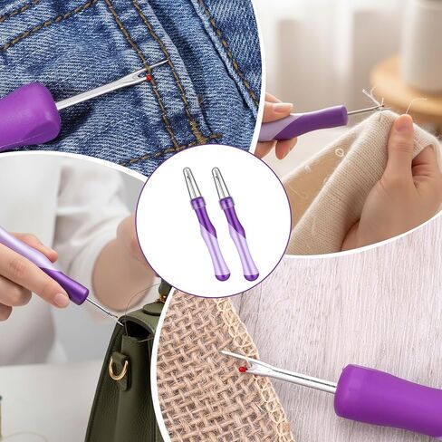 ممزق التماس للخياطة وإبرة الخيط وأداة إزالة غرز الإبرة مع قبضة مريحة للخياطة المتقاطعة والخياطة اليدوية والحياكة والتطريز وإزالة الخيوط (أرجواني، 3 قطع) in Kuwait