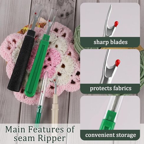 GDMINLO Seam Rippers for Sewing, 2 Big and 2 Small Stitch Remover Tools, Black and Green in Kuwait