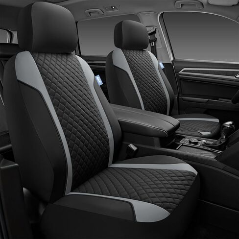 Skechers Seat Covers Contour Foam Cozy Fit,Leather Car Seat Covers, Car Seat Covers Front Seats Airbag Compatible, Universal Automotive Comfort for Most Cars, Vans, Trucks, SUV,Black in Saudi Arabia