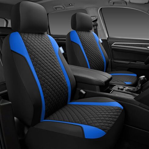 Skechers Seat Covers Contour Foam Cozy Fit,Leather Car Seat Covers, Car Seat Covers Front Seats Airbag Compatible, Universal Automotive Comfort for Most Cars, Vans, Trucks, SUV,Black in Saudi Arabia