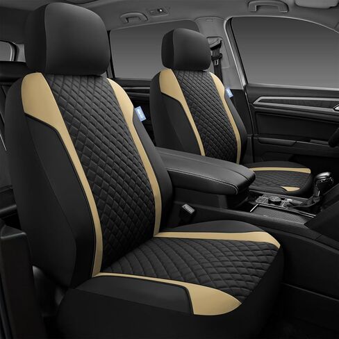 Skechers Seat Covers Contour Foam Cozy Fit,Leather Car Seat Covers, Car Seat Covers Front Seats Airbag Compatible, Universal Automotive Comfort for Most Cars, Vans, Trucks, SUV,Black in Saudi Arabia