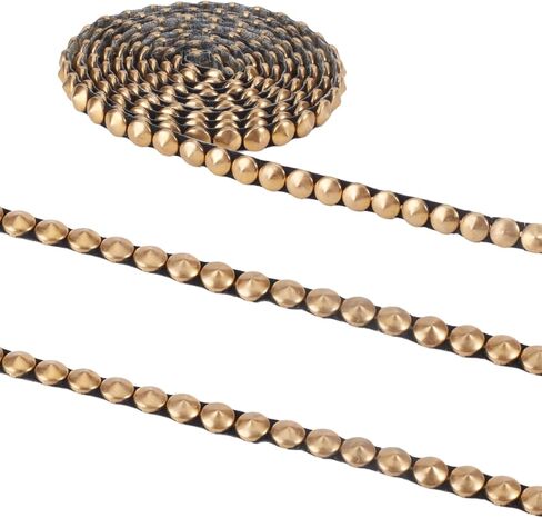 2 ياردة ذهبية الإصلاح الساخن Nailhead تقليم، 0.31 بوصة / 8mm معدن الحديد على قبة محدبة Nailhead تقليم، قبة جولة مسمار الحديد على الشريط لمحفظة حقيبة يد فاسق الملابس حزام الديكور in Kuwait