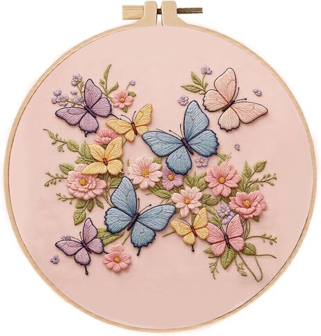 Embroidery Kit for Beginners & Adults Starter Kit, Cross Stitch Kits,DIY Hand Embroidery Needlepoint Set with Hoop, Pre-Printed Fabric, Threads and Instructions (Flower-4) in Saudi Arabia